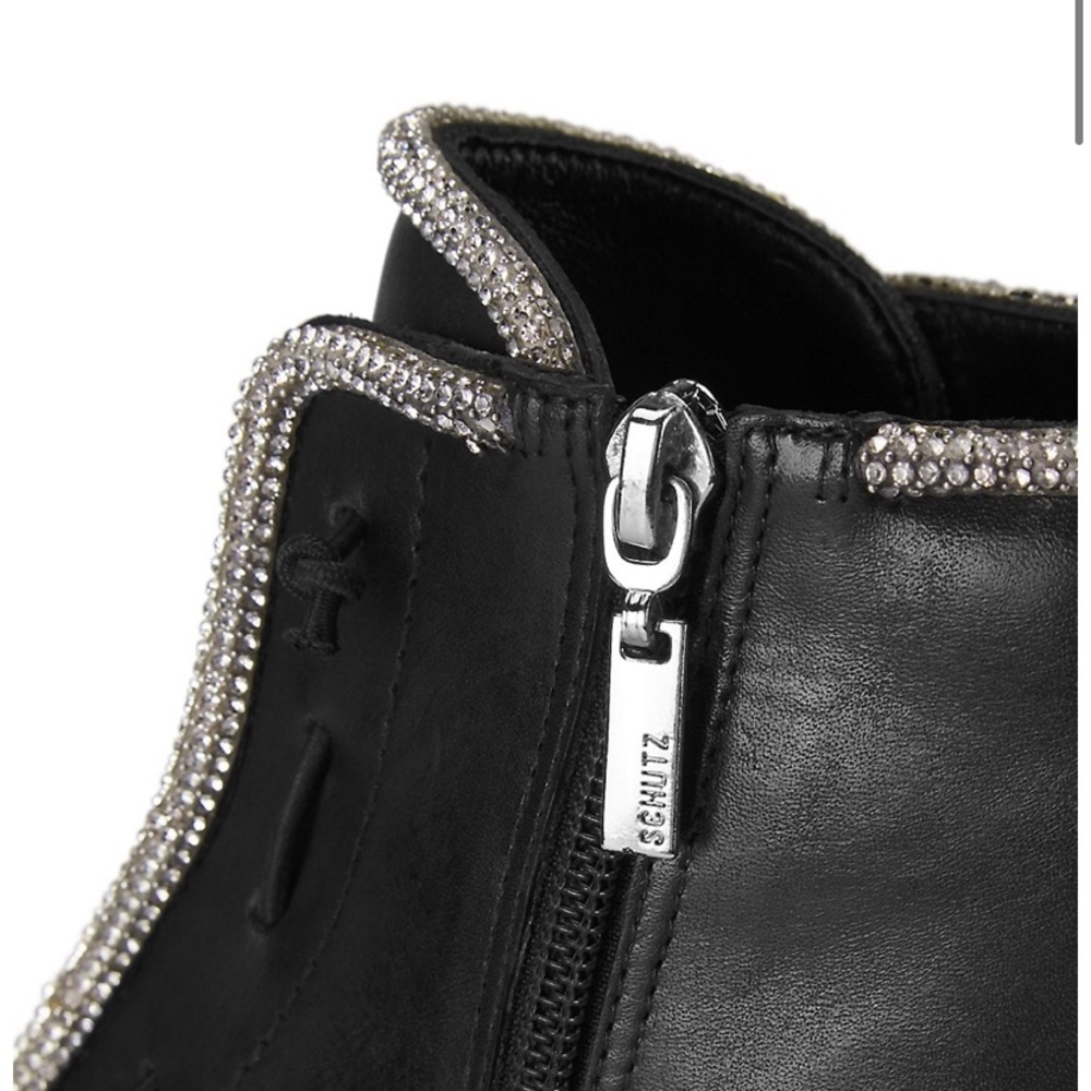 Amirah Crystal-Embellished Leather Ankle Booties